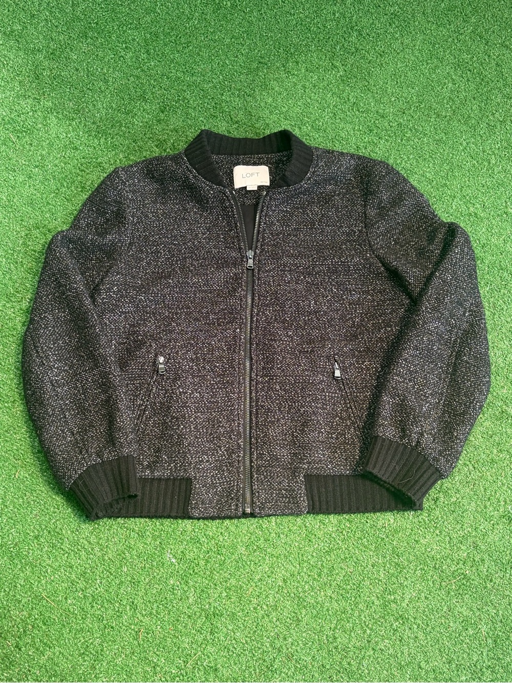 LOFT Black  Knit Bomber Jacket